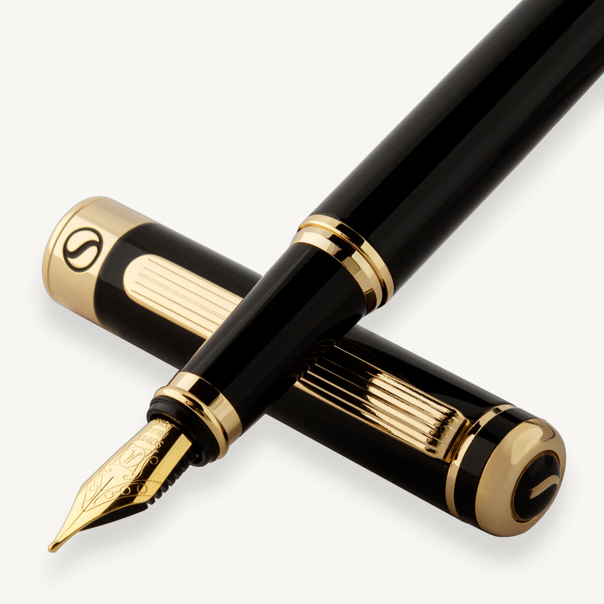 Stylo-plume classique Scriveiner laqué noir - Pointe moyenne