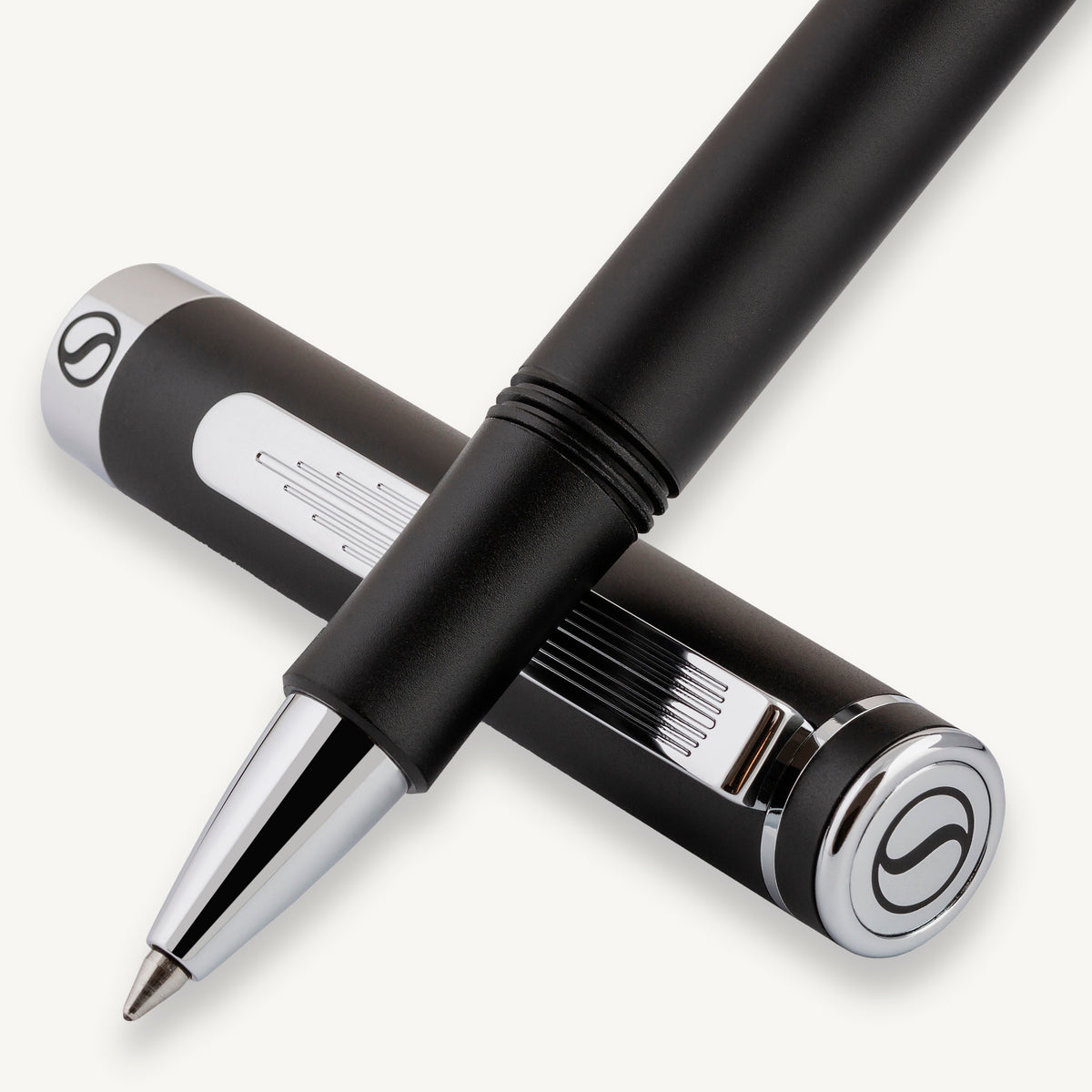 Bolígrafo rollerball Scriveiner Pocket Pen cromo negro