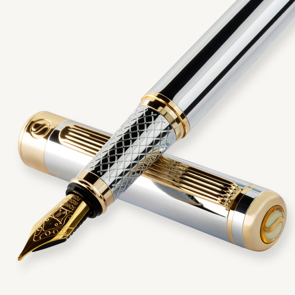 Stylo-plume classique Scriveiner chrome argenté - Pointe moyenne
