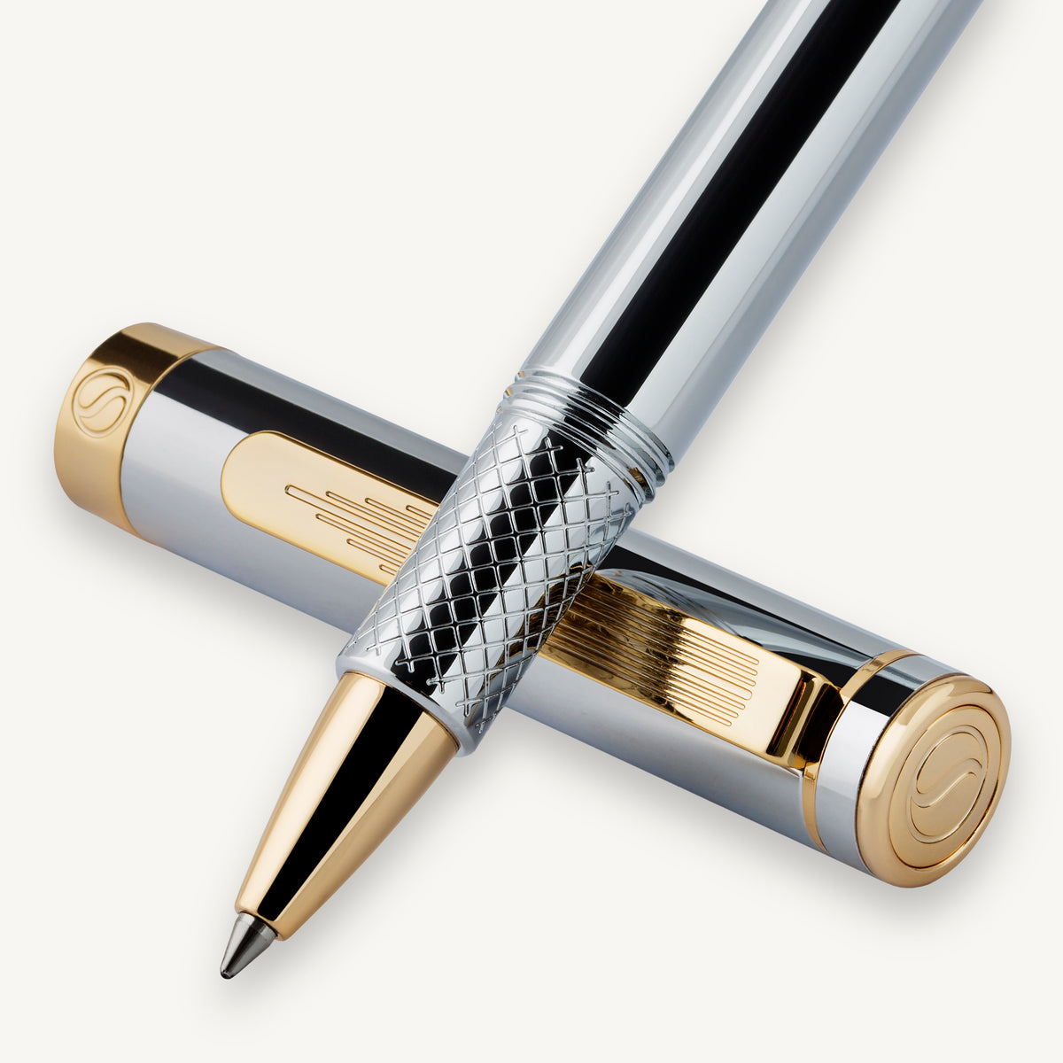 Bolígrafo rollerball Scriveiner Pocket Pen plata dorada