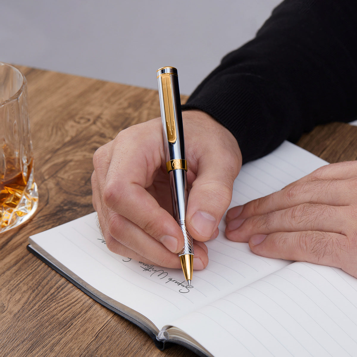 Bolígrafo rollerball Scriveiner Pocket Pen plata dorada