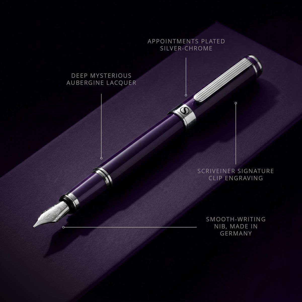 Scriveiner Classic Aubergine Fountain Pen - Medium Nib