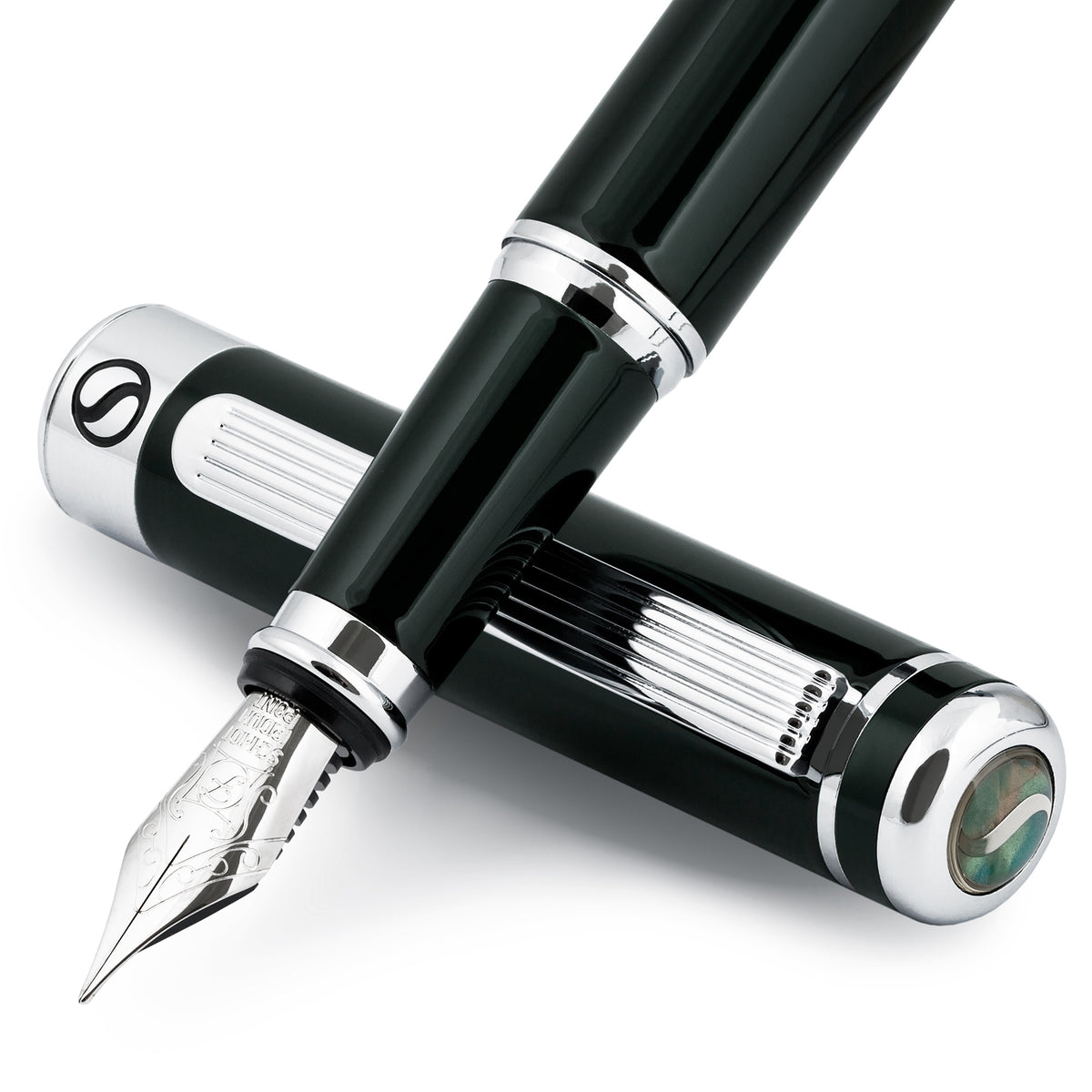 Stylo plume Scriveiner Classic noir vert - Pointe fine