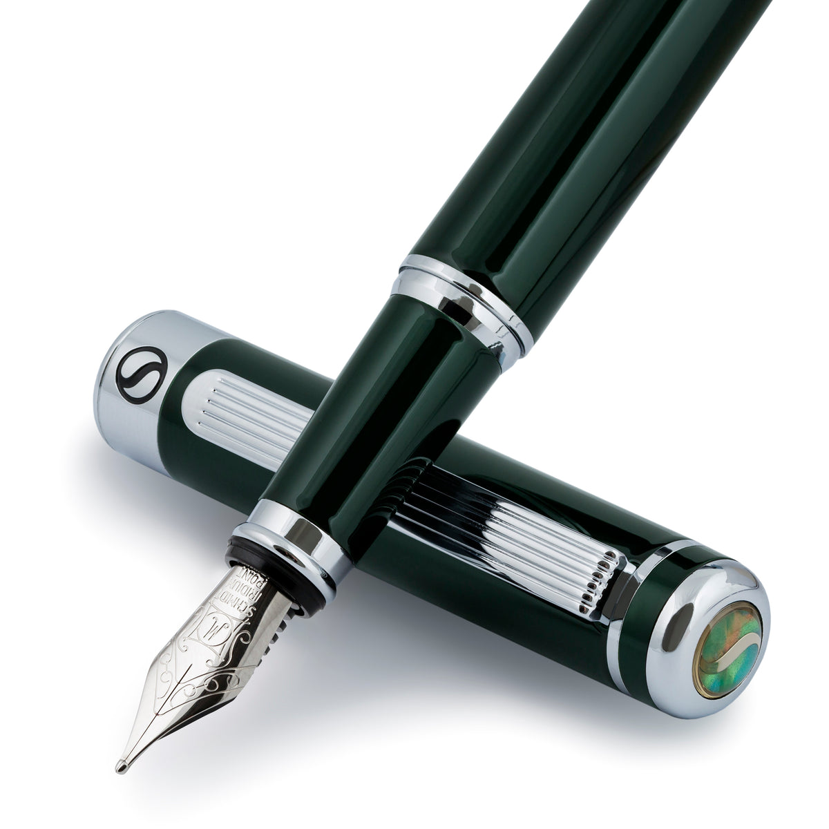 Stylo-plume classique Scriveiner vert British Racing - Pointe moyenne