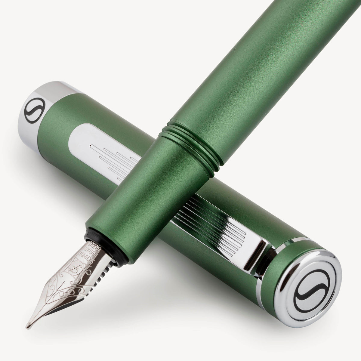 Scriveiner Pocket Pen Matt Green Fountain Pen - Fine Nib