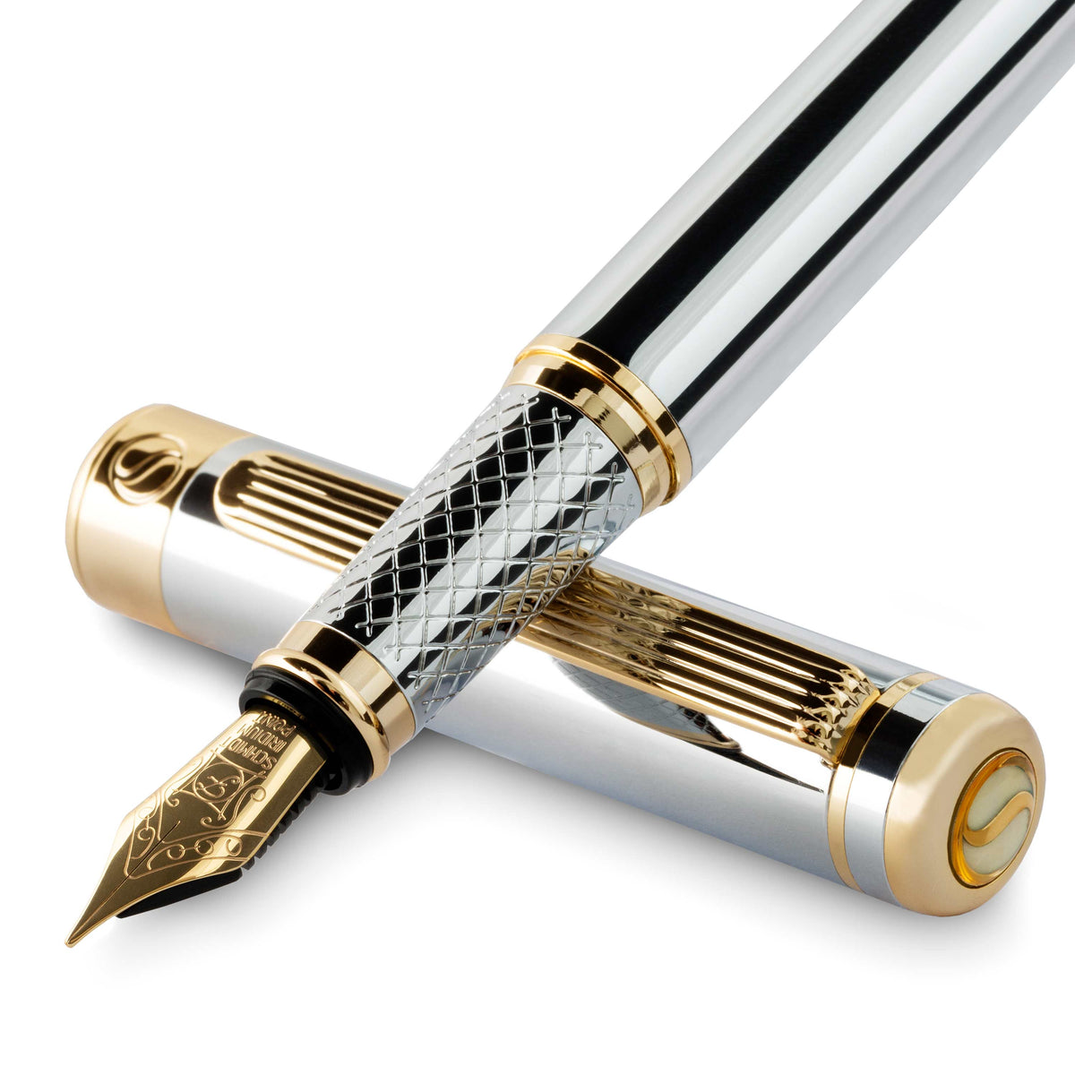 Stylo-plume classique Scriveiner chrome argenté - Pointe fine
