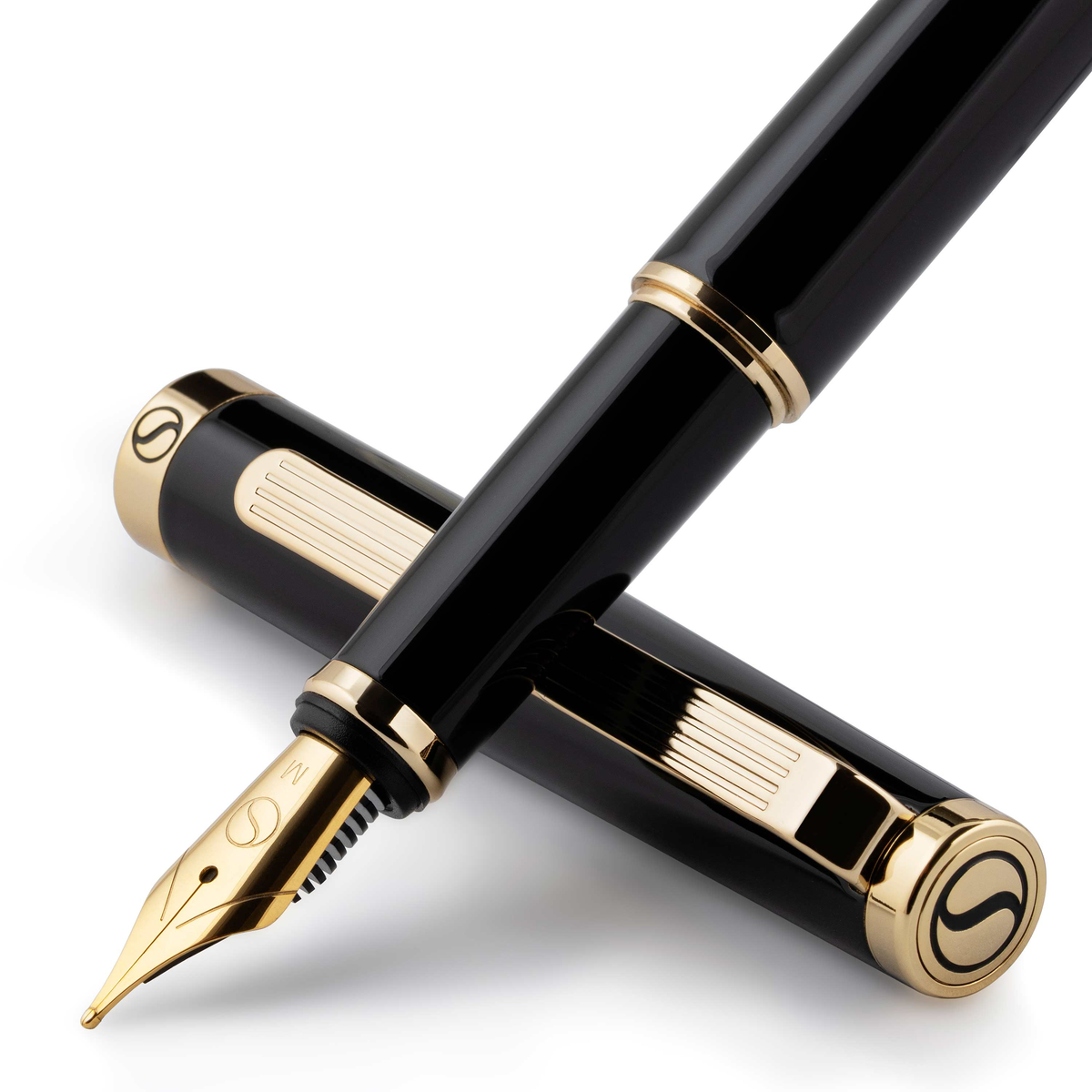 Scriveiner Premium Daily Black Gold Fountain Pen (Fine Nib)