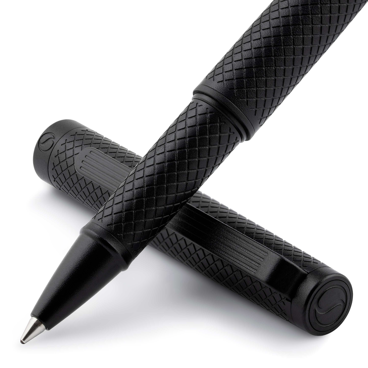 Scriveiner Premium Daily Black Carved Rollerball Pen