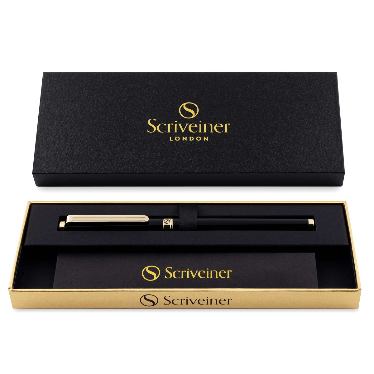 Scriveiner Premium Daily Black Gold Rollerball Pen
