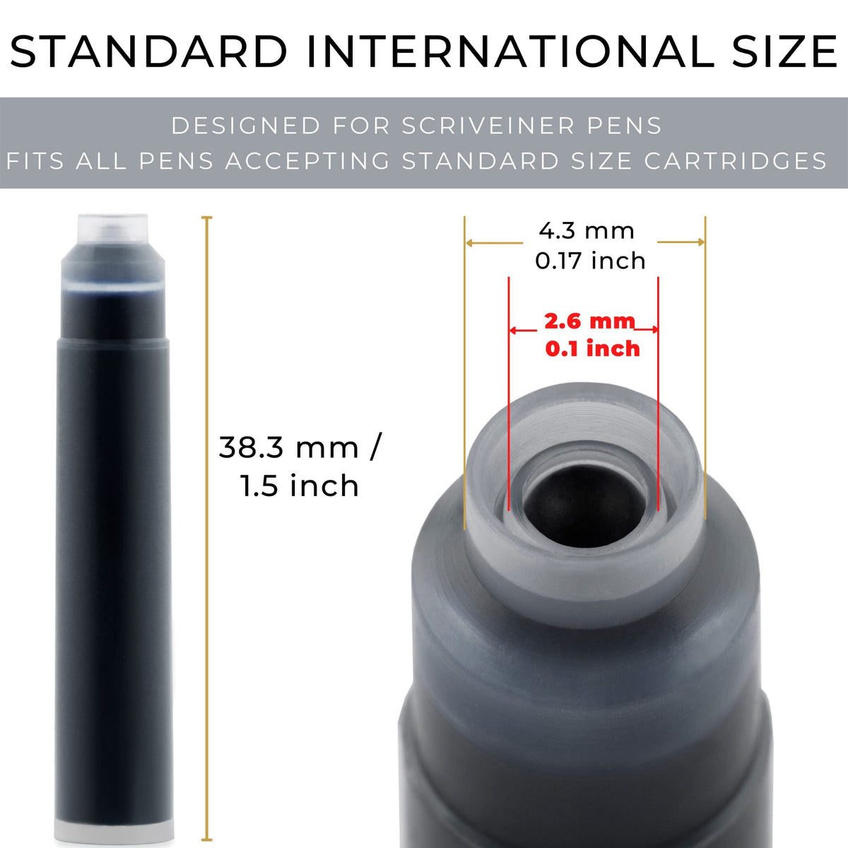 Scriveiner Black Fountain Pen Ink Cartridges