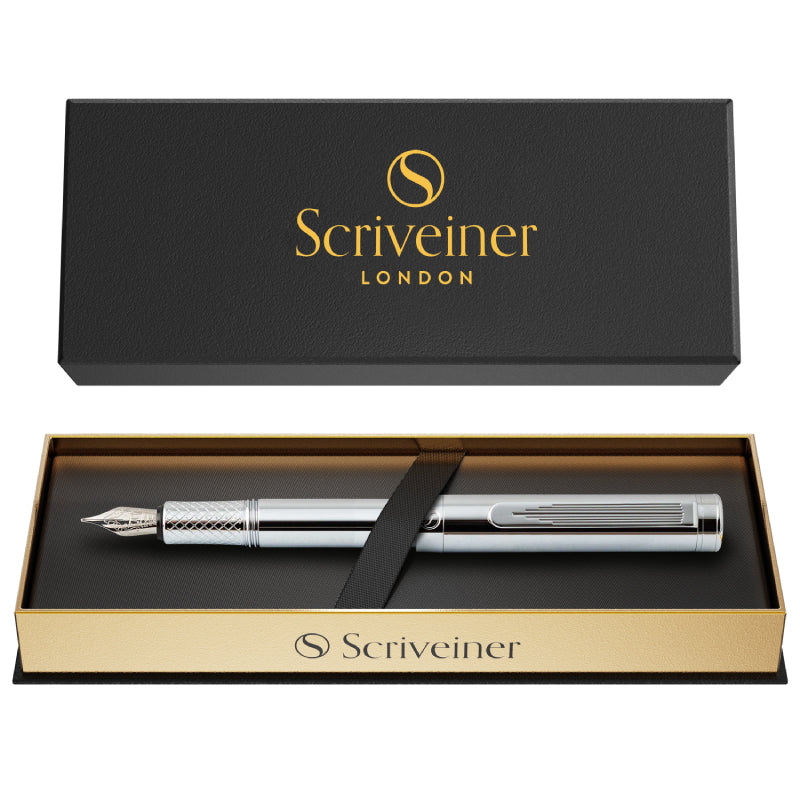 Stylo plume Scriveiner Pocket Pen argent chrome - Pointe moyenne