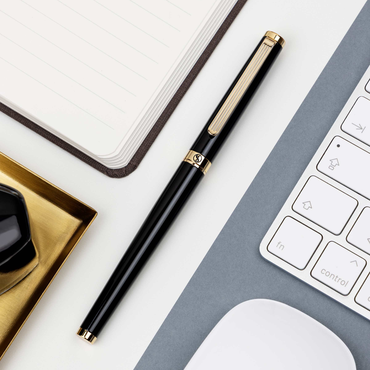 Scriveiner Premium Daily Black Gold Rollerball Pen