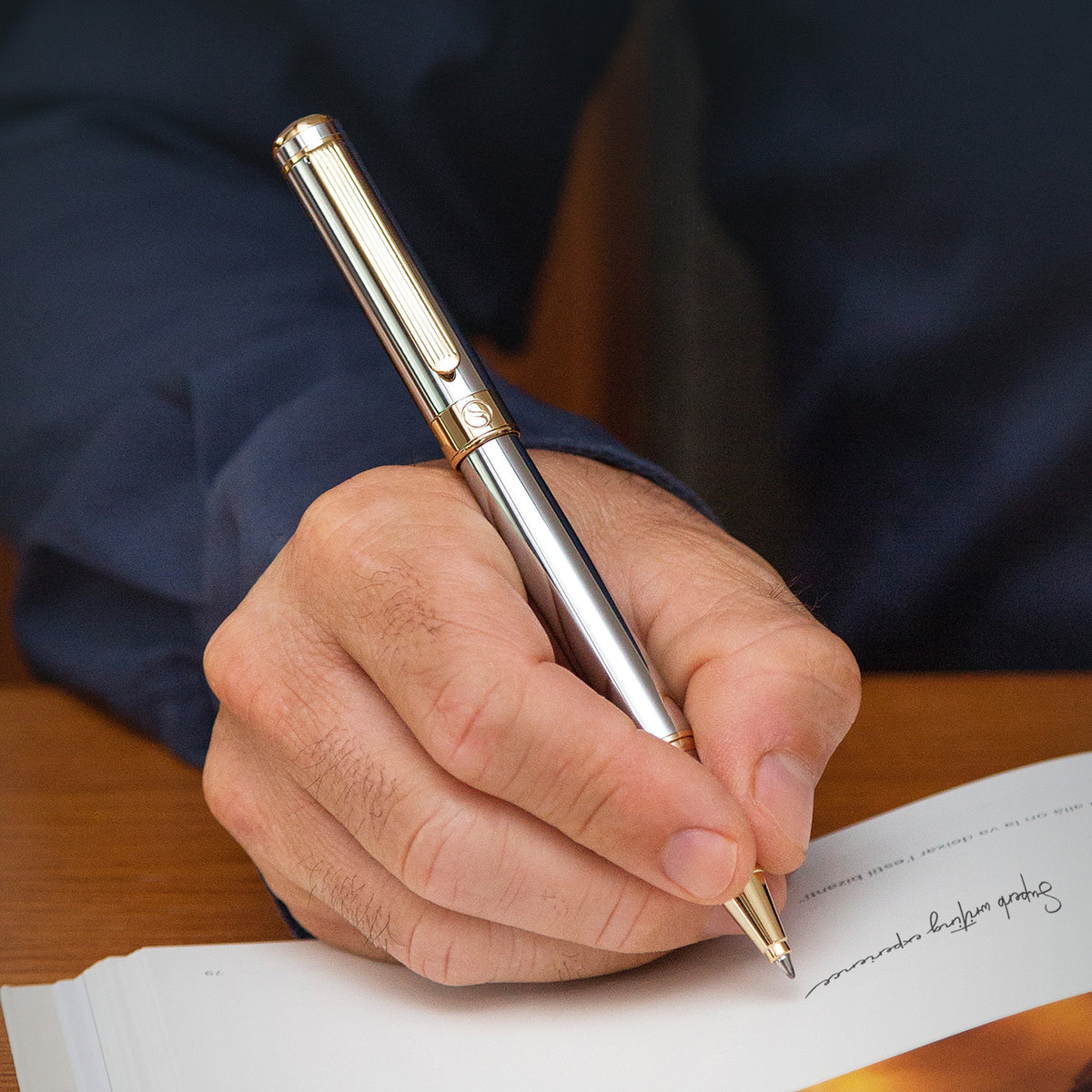 Scriveiner Classic Silver Chrome Rollerball Pen