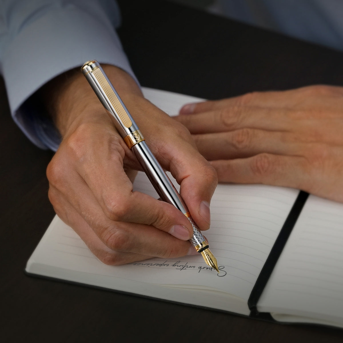 Scriveiner Classic Silver Chrome Fountain Pen - Extra Fine Nib
