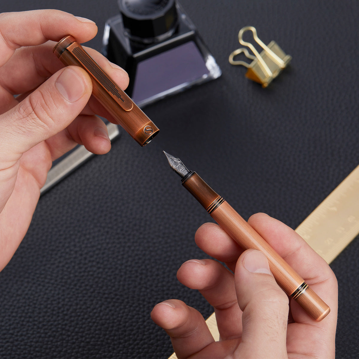 Scriveiner Pocket Pen Copper Fountain Pen - Fine Nib
