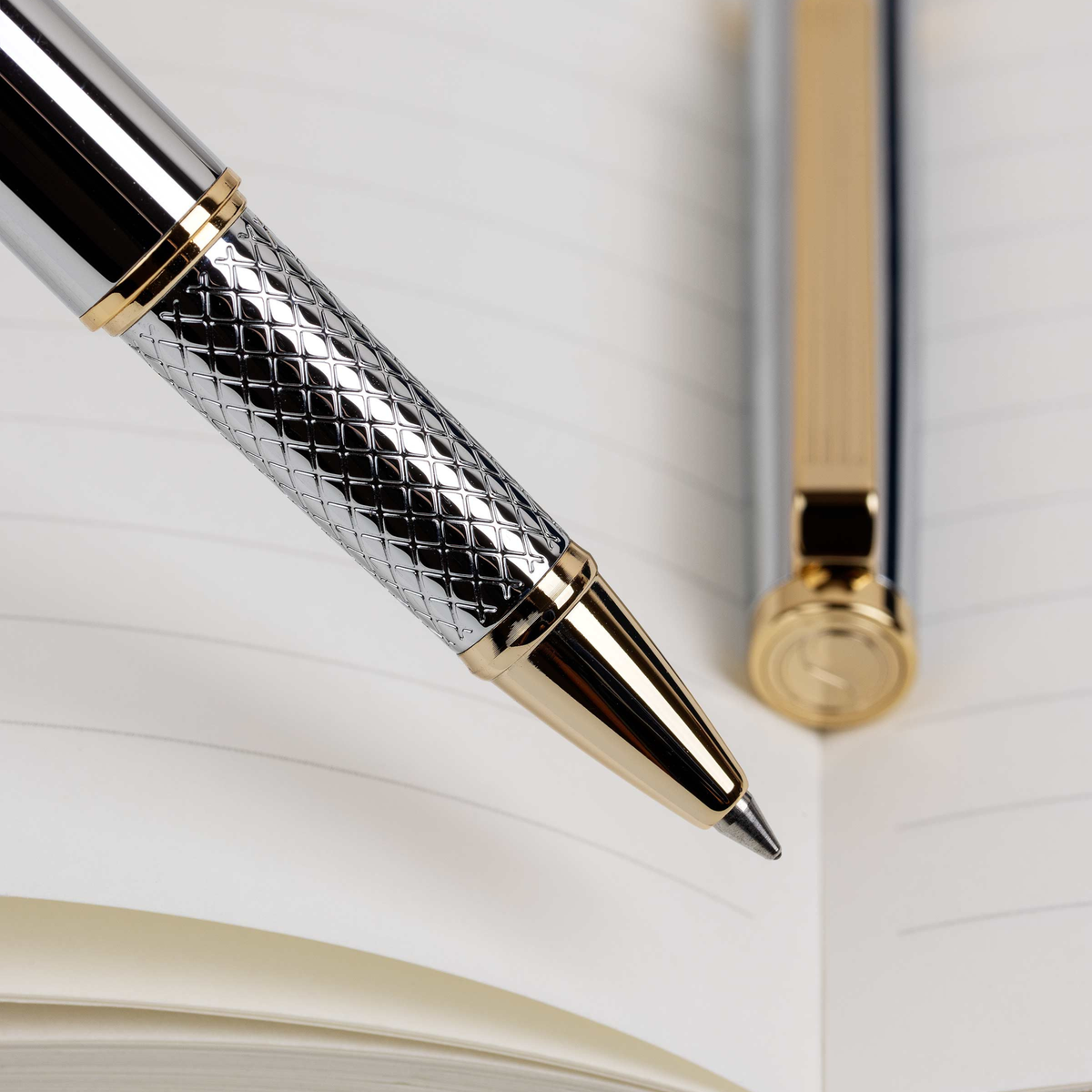Scriveiner Premium Daily Silver Gold Rollerball Pen